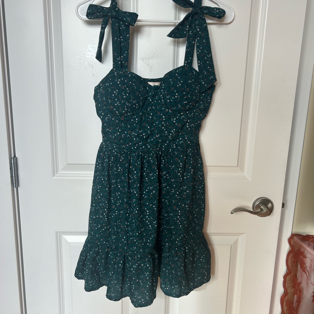 Turquoise/blue floral skater dress